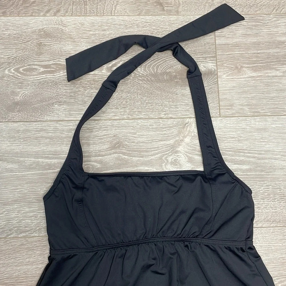 Lands’ End Black Swim Dress Underwire Halter Top Coverup Tankini Swimsuit 8P - Picture 2 of 15